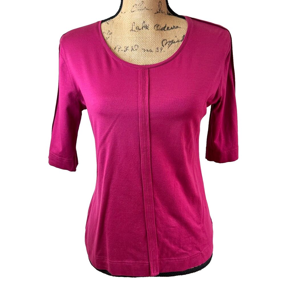 Akris Punto Women's Fuchsia Half Sleeve Cotton T-Shirt Top Sz S/M